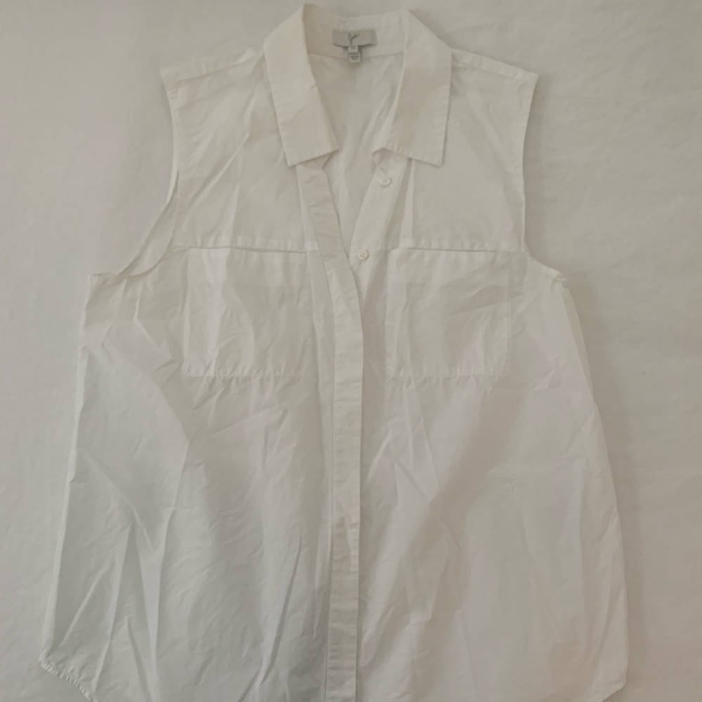 Joie White Cotton Button Down Sleeveless Blouse XS